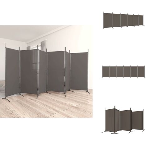 Cloison de séparation 6 panneaux Anthracite 520x180 cm Tissu - Cloison De Séparation - Écran De Confidentialité - Séparateur De Pièce - Mur D'intimité - Partition Murale