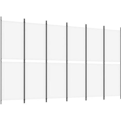 Cloison de séparation 6 panneaux Blanc 300x180 cm Tissu CFW993565