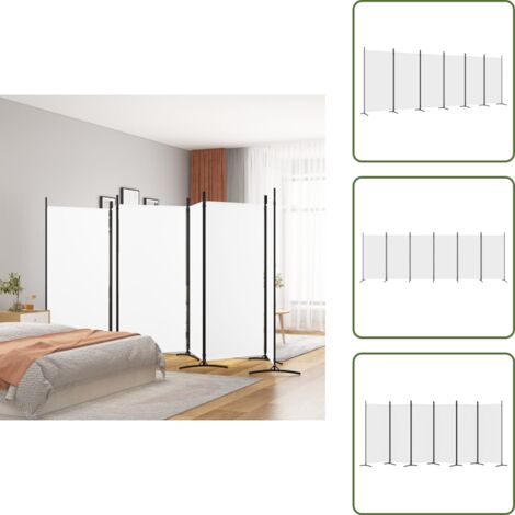 Cloison de séparation 6 panneaux Blanc 520x180 cm Tissu - Cloison De Séparation - Écran De Confidentialité - Séparateur De Pièce - Rideau De Séparation - Mur D'intimité