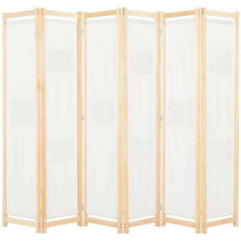 Cloison de séparation 6 panneaux Crème 240 x 170 x 4 cm Tissu
