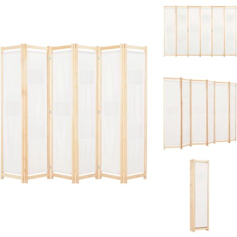 Cloison de séparation 6 panneaux Crème 240 x 170 x 4 cm Tissu - Cloison De Séparation - Cloison Pliable - Paravent - Séparation Pièce - Dressing