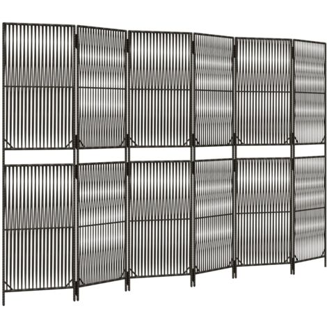 Cloison de séparation 6 panneaux gris résine tressée