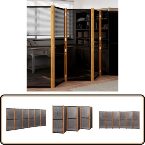 Cloison de séparation 6 panneaux Noir 420x180 cm - Cloison De Séparation - Pare-vue - Écran De Confidentialité - Écran Divisoire - Meuble Salle À Manger