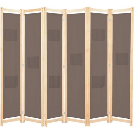 Cloison de séparation 6 panneaux  Paravent Pour Jardin, Balcon, Terrasse Marron 240 x 170 x 4 cm Tissu 78159