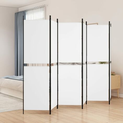 Cloison de séparation 6 panneaux - Paravent Séparation de pièces - Brise Vue Blanc 300x180 cm Tissu Chic-382287