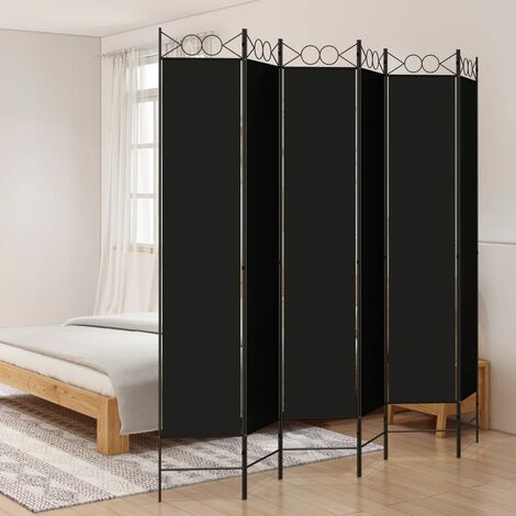 Cloison de séparation 6 panneaux - Paravent Séparation de pièces - Brise Vue Noir 240x220 cm Tissu Chic-959603