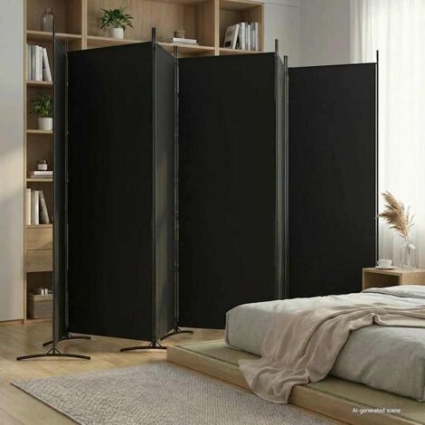 Cloison de séparation 6 panneaux - Paravent Séparation de pièces - Brise Vue Noir 520x180 cm Tissu Chic-137099