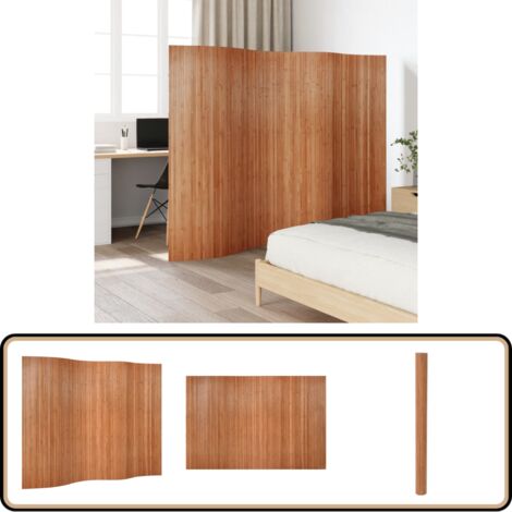 Cloison de séparation marron 165x250 cm bambou - Séparateur De Pièce - Écran De Séparation - Cloison Pliable - Décoration Murale - Bambous