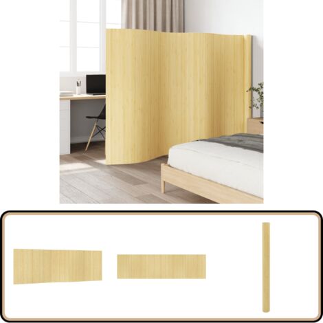 Cloison de séparation naturel clair 165x600 cm bambou - Séparateur De Pièce - Écran De Séparation - Cloison Décorative - Bambous - Décoration Intérieure