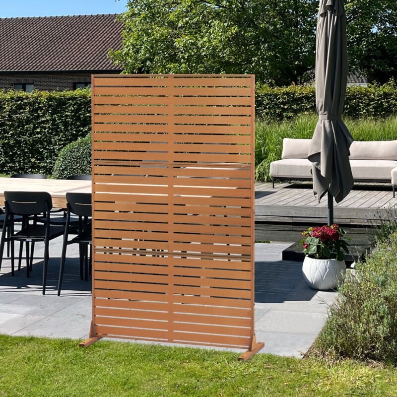 Cloison de séparation Nodepp pour extérieur et intérieur acier corten 180 x 120 x 40 cm rouille Casa.pro