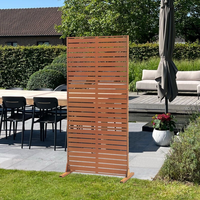 Cloison de séparation Nodepp pour extérieur et intérieur acier corten 180 x 90 x 40 cm rouille Casa.pro