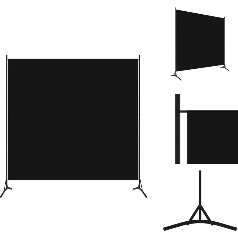 Cloison de séparation noir 175x180 cm tissu - Cloison De Séparation - Écran De Confidentialité - Séparateur De Pièce - Rideau Partition - Décoration