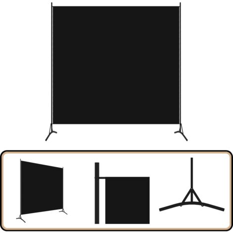 Cloison de séparation noir 175x180 cm tissu - Cloison De Séparation - Écran De Confidentialité - Séparateur De Pièce - Rideau Partition - Décoration Intérieur