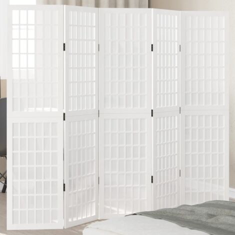 Cloison de séparation  Paravent  Séparateur pliable 5 panneaux blanc bois de paulownia massif CFW92336