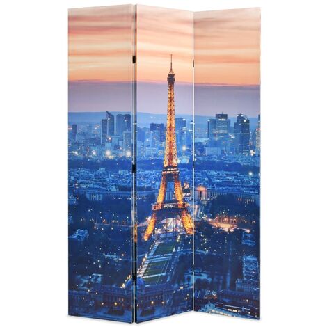 Cloison de séparation/Paravent sur pieds pliable 120x170 cm Paris la nuit -BV29715