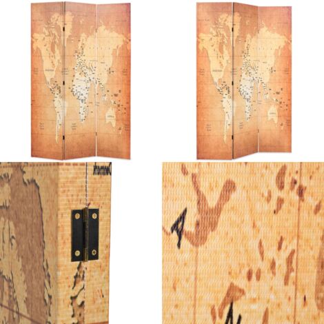 Cloison de séparation pliable 120 x 170 cm Carte du monde Jaune - Cloison De Séparation - Paravent - Écran De Dressing - Décoration Murale - Mobilier D'intérieur - Home & Living