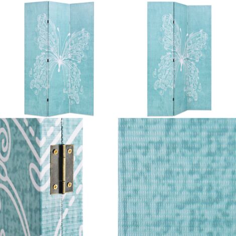 Cloison de séparation pliable 120 x 170 cm Papillon Bleu - Cloison De Séparation - Paravent - Écran De Dressing - Décoration Murale - Séparation D'espaces - Home & Living