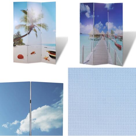 Cloison de séparation pliable 120 x 170 cm Plage - Séparateur De Pièce - Cloison Pliable - Décoration Murale - Organisation Intérieur - Diviser Pièce - Home & Living