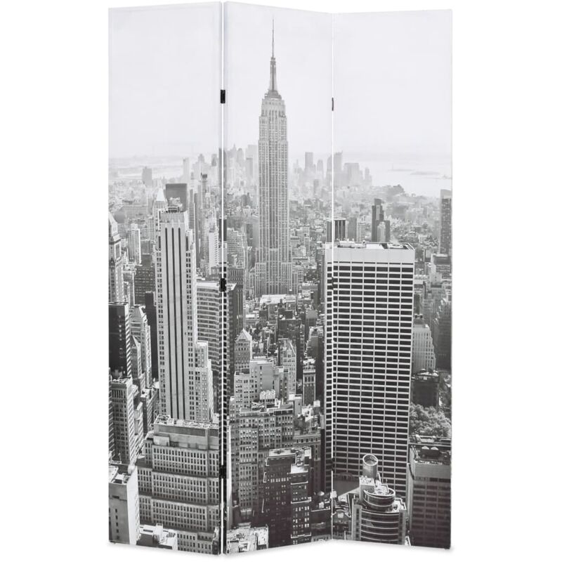 Cloison de séparation pliable 120x170 cm New York Noir et blanc - Vidaxl