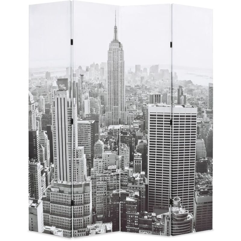 Cloison de séparation pliable 160x170 cm New York Noir et blanc - Vidaxl