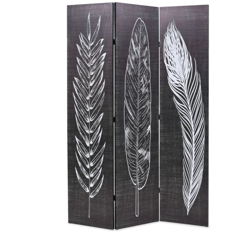 Cloison de séparation pliable 120 x 170 cm Plumes Noir et blanc