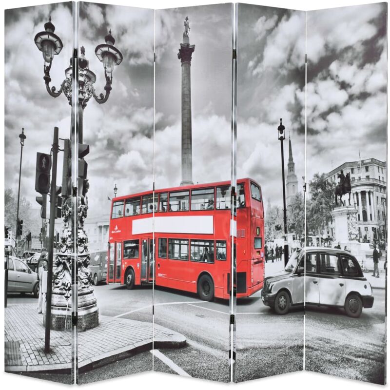 Cloison de séparation 200 x 170 cm Bus londonien Noir et blanc Vidaxl