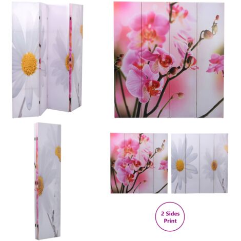Cloison de séparation pliable 160 x 170 cm Fleur - Séparateur De Pièce - Cloison Pliable - Décoration Murale - Organisation Intérieur - Diviser Pièce - Home & Living