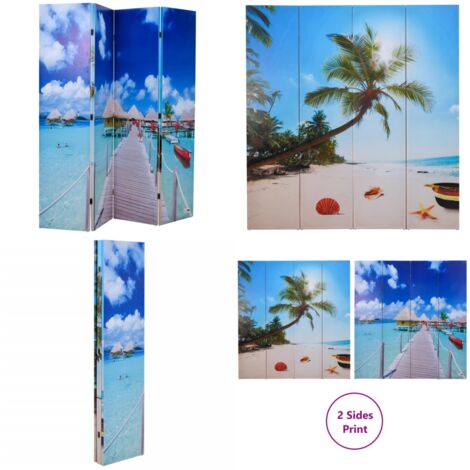 Cloison de séparation pliable 160 x 170 cm Plage - Séparateur De Pièce - Cloison Pliable - Décoration Murale - Organisation Intérieur - Diviser Pièce - Home & Living