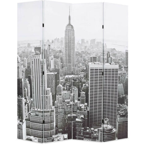 Cloison de séparation pliable 160x170 cm New York Noir et blanc