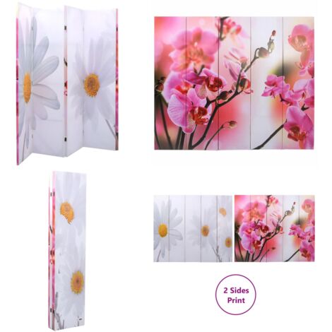 Cloison de séparation pliable 200 x 170 cm Fleur - Séparateur De Pièce - Cloison Pliable - Décoration Murale - Organisation Intérieur - Diviser Pièce - Home & Living
