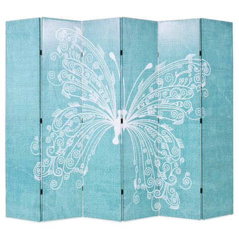 Cloison de séparation pliable 228 x 170 cm Papillon Bleu