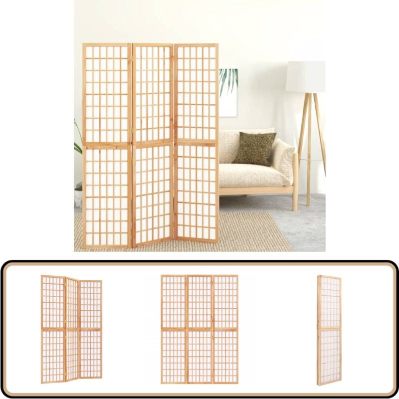 Cloison de séparation pliable 3 panneaux 120x170 cm - Cloison Japonaise - Séparateur Pièce - Écran D'intimité - Décoration Orientale - Style Shoji