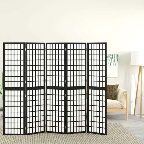 Cloison de séparation pliable 5 panneaux 200x170 cm Noir