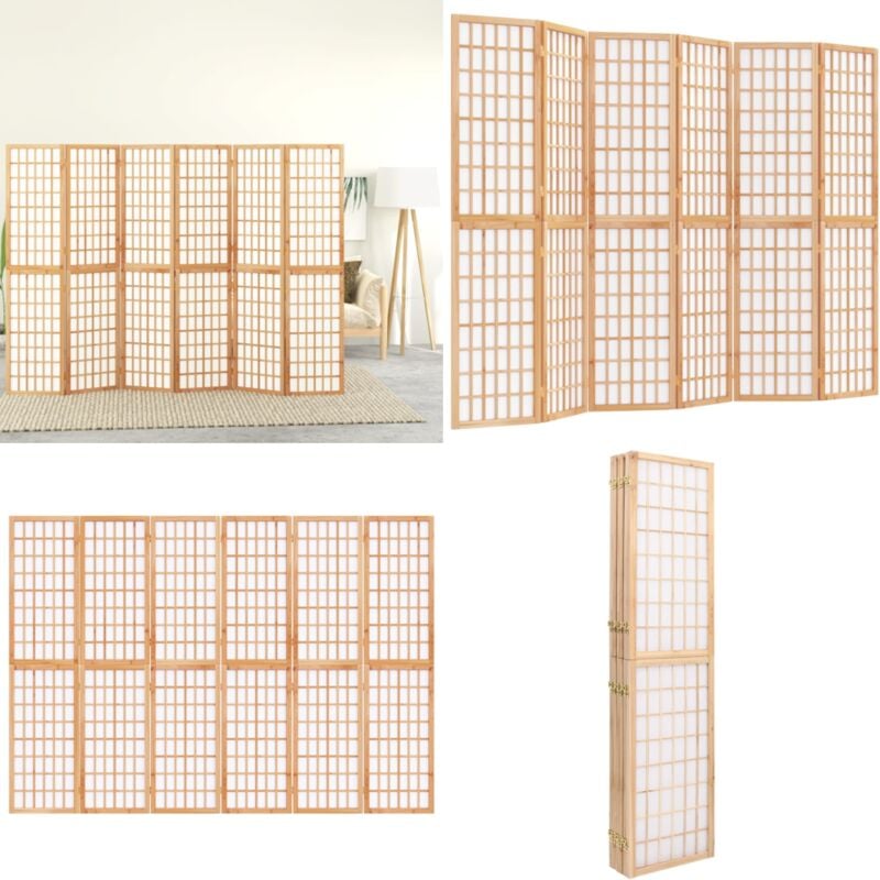 Cloison de séparation pliable 6 panneaux 240x170 cm - Cloison Japonaise - Séparateur Pièce - Écran D'intimité - Décoration Orientale - Style Shoji