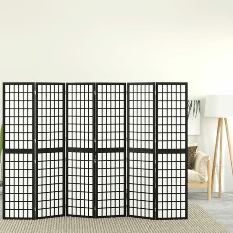 Cloison de séparation pliable 6 panneaux Cloison de séparation Pour Jardin, Balcon, Terrasse 240x170 cm Noir 32362