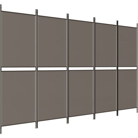 Cloison de séparation pliable anthracite design contemporain – tissu et métal – 250 × 200 cm DEC030931