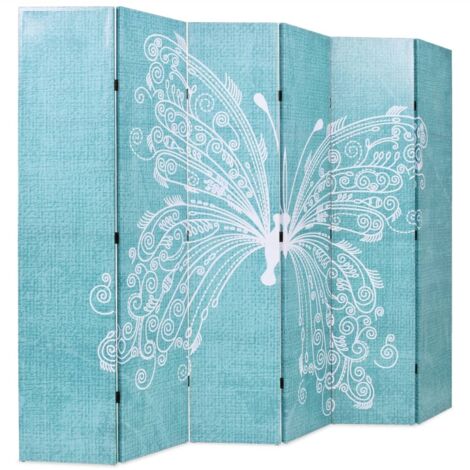 Cloison de séparation pliable - Paravent Séparation de pièces - Brise Vue 228 x 170 cm Papillon Bleu Chic-166869