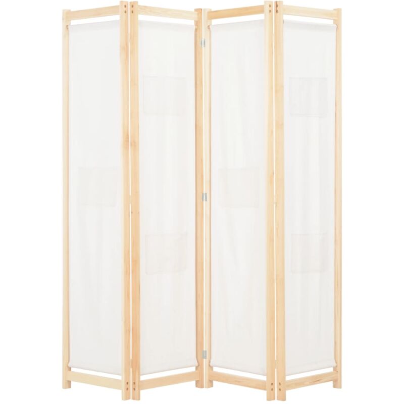 Cloison de séparation 4 panneaux Paravent Pour Jardin, Balcon, Terrasse Crème 160x170x4 cm Tissu 79950