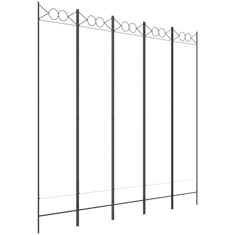 Cloison de séparation 5 panneaux Blanc 200x200 cm Tissu