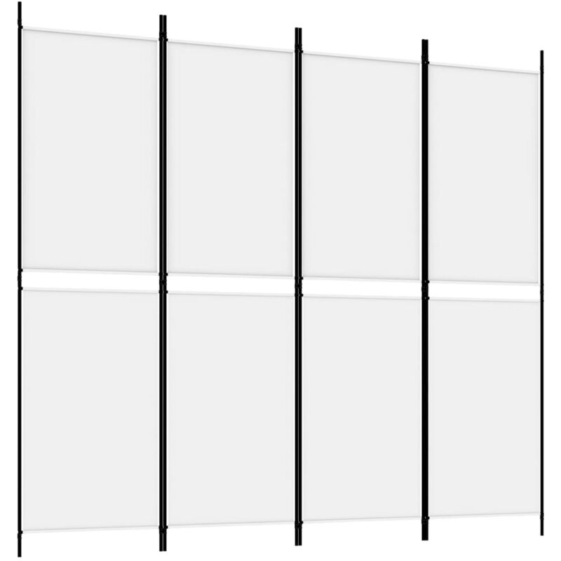 Cloison de séparation 4 panneaux Blanc 200x180 cm Tissu