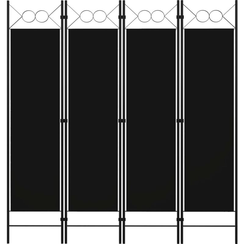 Cloison de séparation amovible 4 panneaux Lexlife Pliable en tissu - Déco Noir - 160 x 180 cm