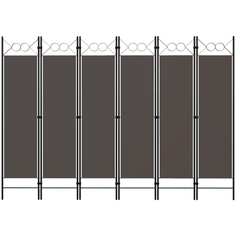 Cloison de séparation amovible 6 panneaux Lexlife Pliable en tissu - Déco Gris - 240 x 180 cm