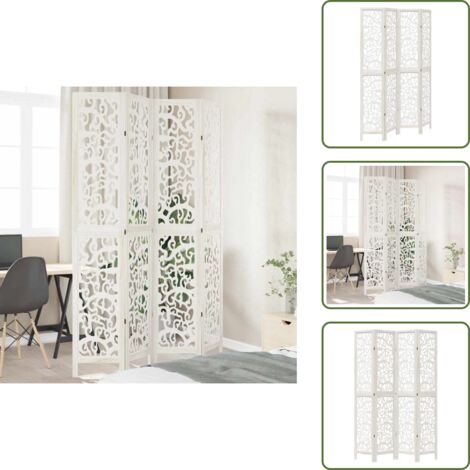 Cloison décorative - vidaXL Cloison de séparation 4 panneaux blanc bois de paulownia massif - Cloison intérieure