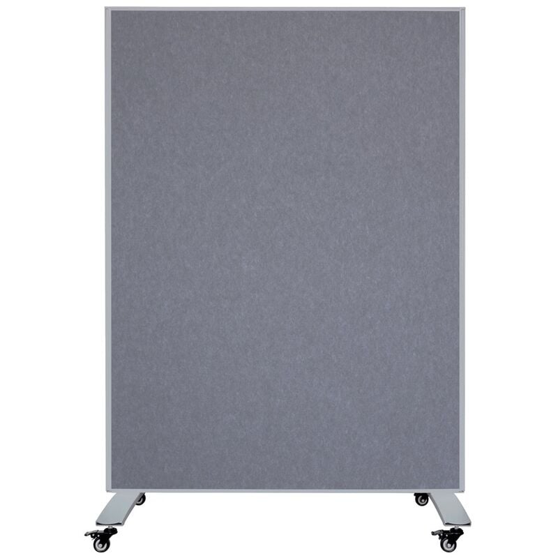 Cloison mobile - Panneau acoustique / tableau blanc - 120x160 cm - Gris / Blanc