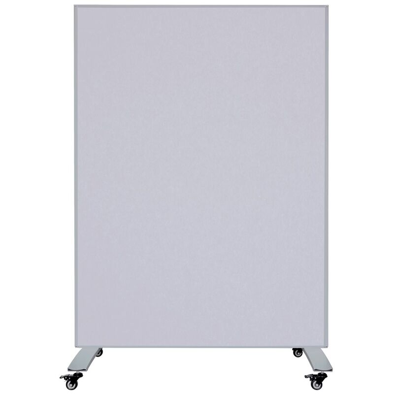 Cloison mobile - Panneau acoustique / tableau blanc - 120x160 cm - Gris clair / Blanc