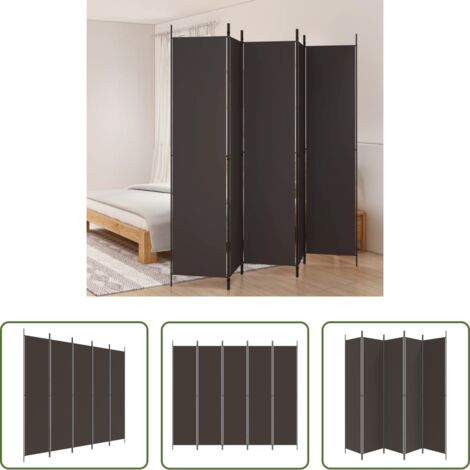 Cloison séparation pièce -  Cloison de séparation 5 panneaux Marron 250x220 cm Tissu