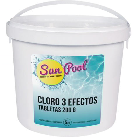 Cloro 3 efectos Sun pool T-200 Gr Quimicamp 5 Kg