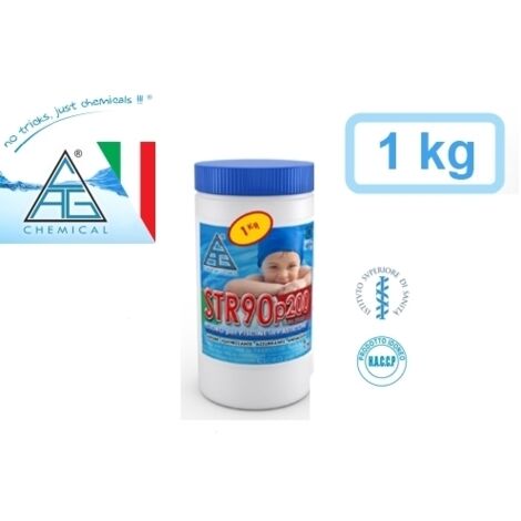 Cloro in pasticche / pastiglioni / pastiglie 200gr a lento scioglimento per piscina / piscine 1kg C.A.G Chemical - STR90p200