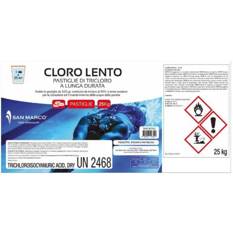 Cloro in Pastiglie per Piscina ad azione lenta San Marco 25 kg
