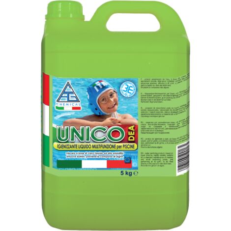 Cloro liquido igienizzante multifunzione per piscina Chemical Unico 5 kg azione antibatterica per piscine